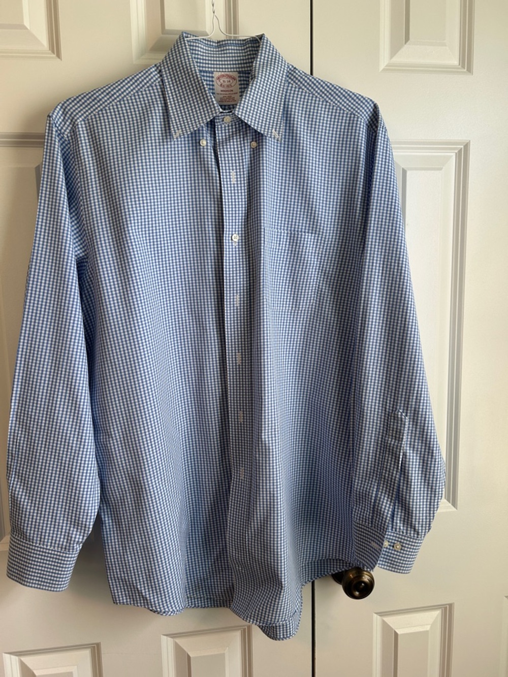 Brooks Brothers Blue and White Gingham Button-Down Shirt